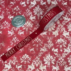 Nastro Merry Christmas stoffa rosso h2,5cm la Bottega di Elisa