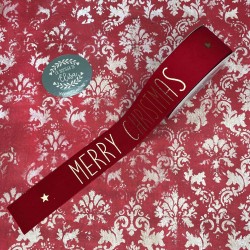 Nastro Merry Christmas stoffa rosso h3,8cm la Bottega di Elisa